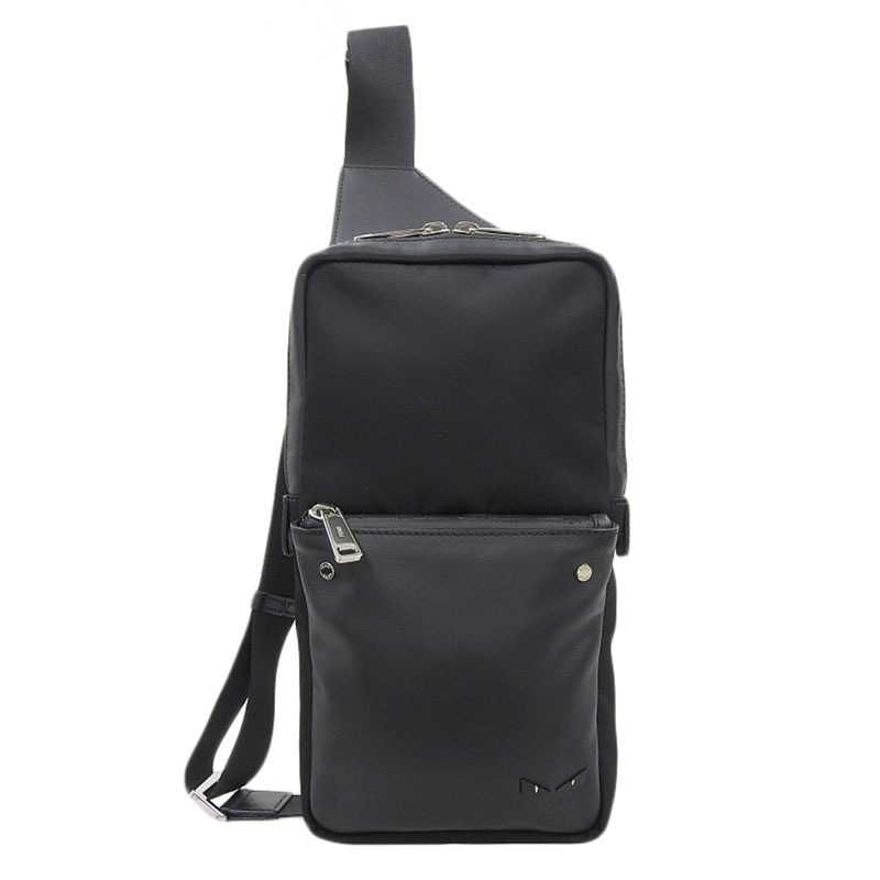 フェンディ FENDI ボディバッグ ショルダーバッグ ナイロン/レザー ブラック 7VZ033 中古 OB2216