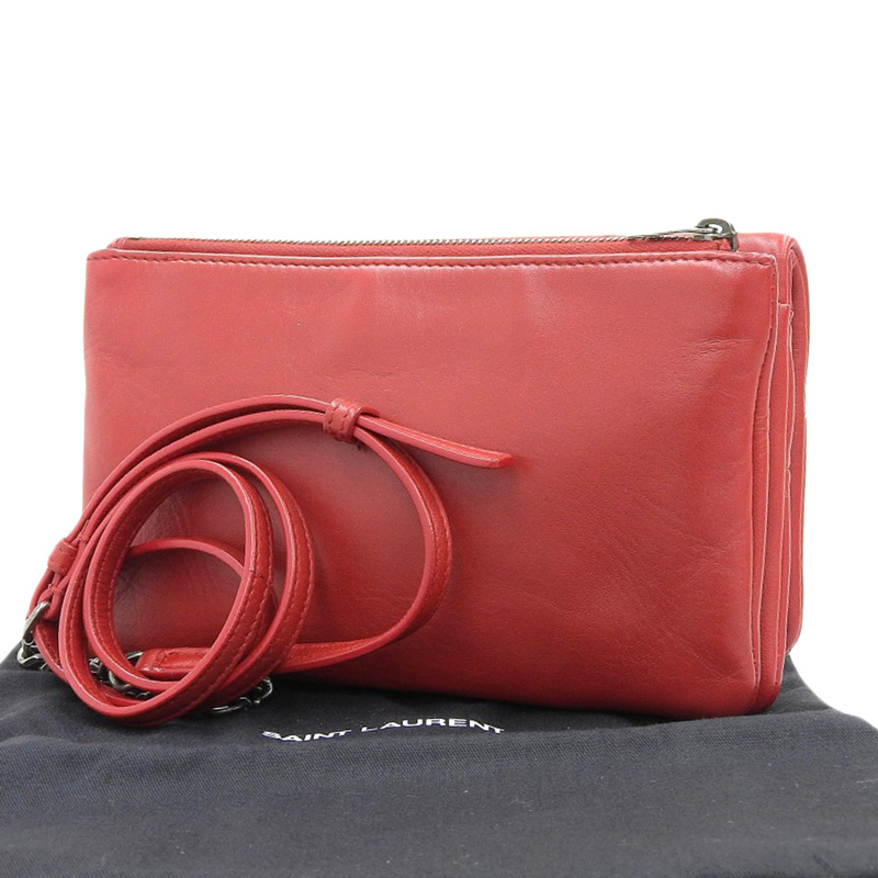http://サンローラン%20SAINT%20LAURENT%20ショルダーバッグ%20レザー%20レッド%20中古%20OB2218