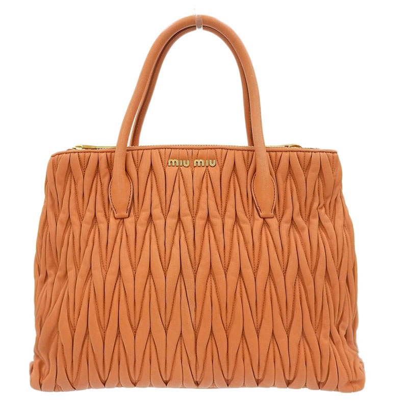 http://ミュウミュウ%20MIUMIU%20マテラッセ%202WAYバッグ%20ハンドバッグ%20ショルダーバッグ%20レザー%20オレンジ%20RN941M%20中古%20OB2219