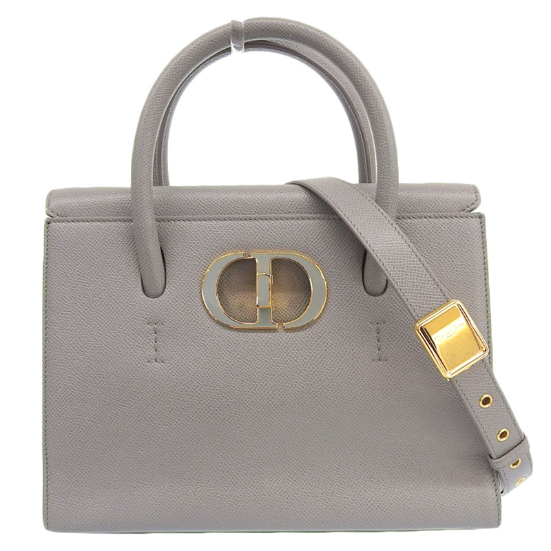 ディオール CHRISTIAN DIOR モンテーニュ30 2WAY ハンドバッグ ショルダーバッグ レザー グレー 中古 OB2231