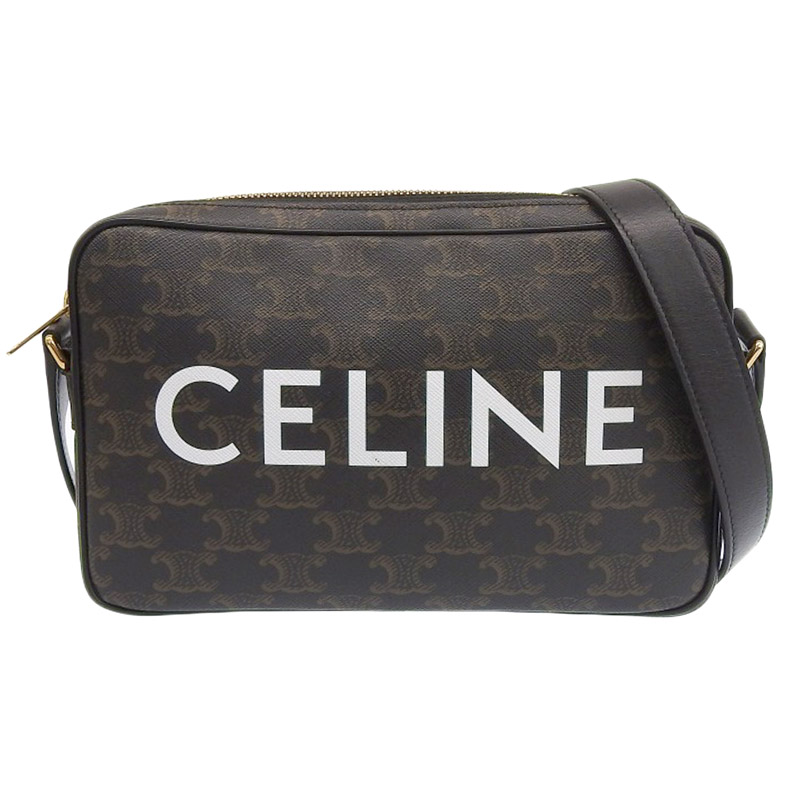 http://セリーヌ%20CELINE%20ミディアムメッセンジャーバッグ%20ショルダーバッグ%20トリオンフキャンバス%20ブラック%20194502%20中古%20OB2234