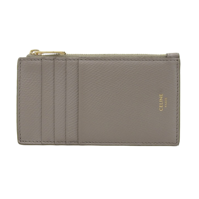 セリーヌ CELINE ジップ カードホルダー コインケース レザー ペブル 10J893BEL.10BL 中古 OBB0573