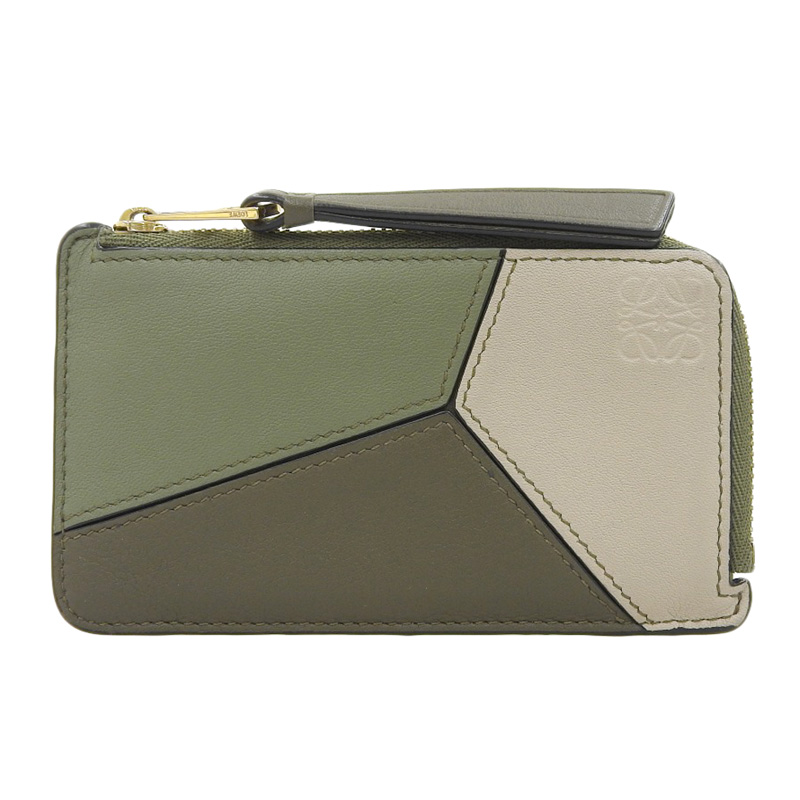 ロエベ LOEWE パズル コインケース カードケース レザー グリーン系 中古 OBB0574