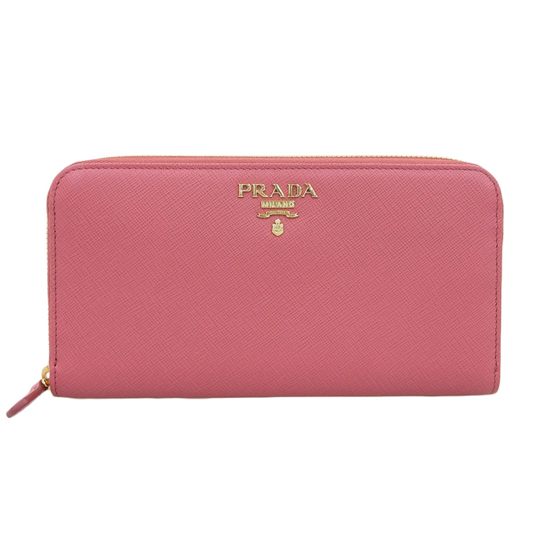 プラダ PRADA ラウンドファスナー 長財布 サフィアーノ レザー ピンク 1ML506 美品 OBB0575