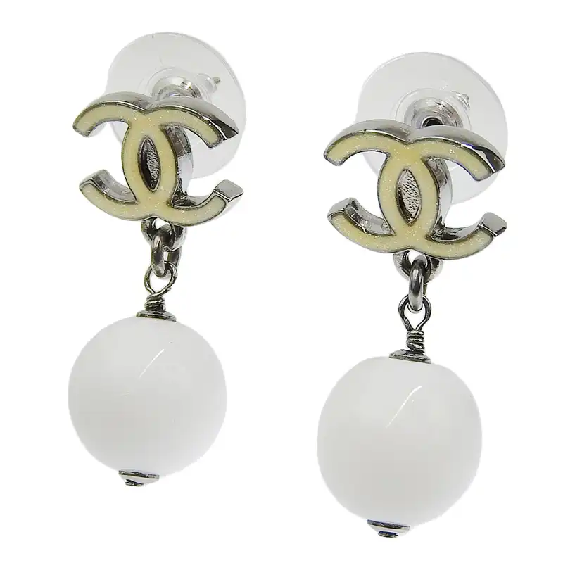 シャネル CHANEL ココマーク ピアス 白玉 ホワイト 07A 中古 CH0961