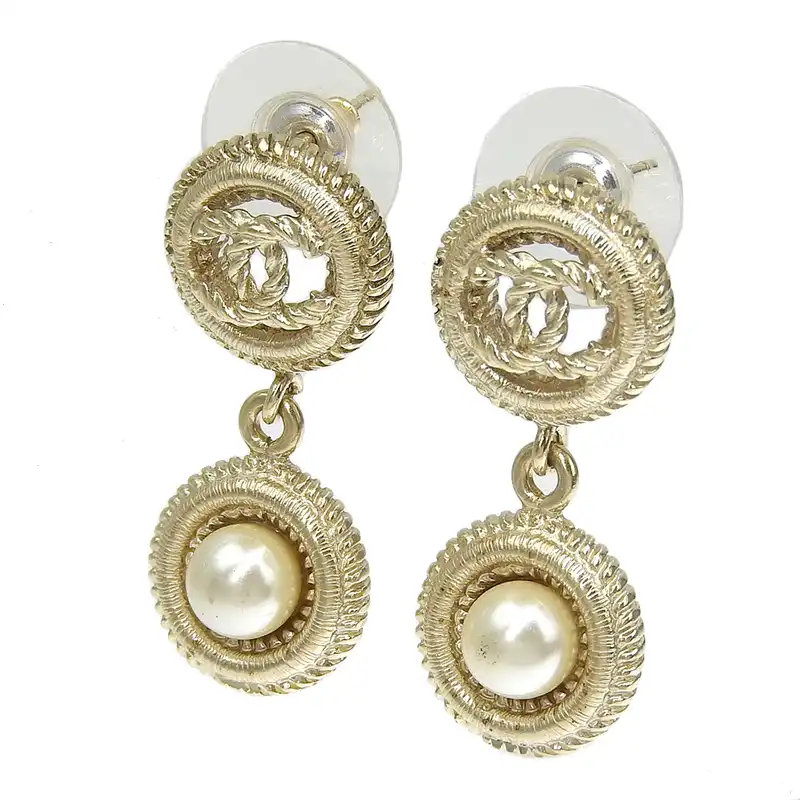シャネル CHANEL ココマーク ピアス GP フェイクパール ゴールド色 B16P 中古 CH0962
