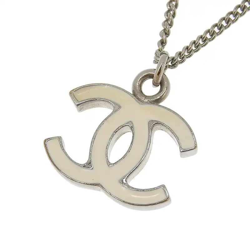シャネル CHANEL ココマーク ネックレス ホワイト シルバー色 07V 中古 CH0964