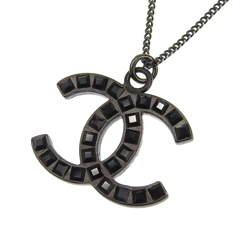 シャネル CHANEL ココマーク ネックレス ラインストーン ブラック B11A 中古 CH0972