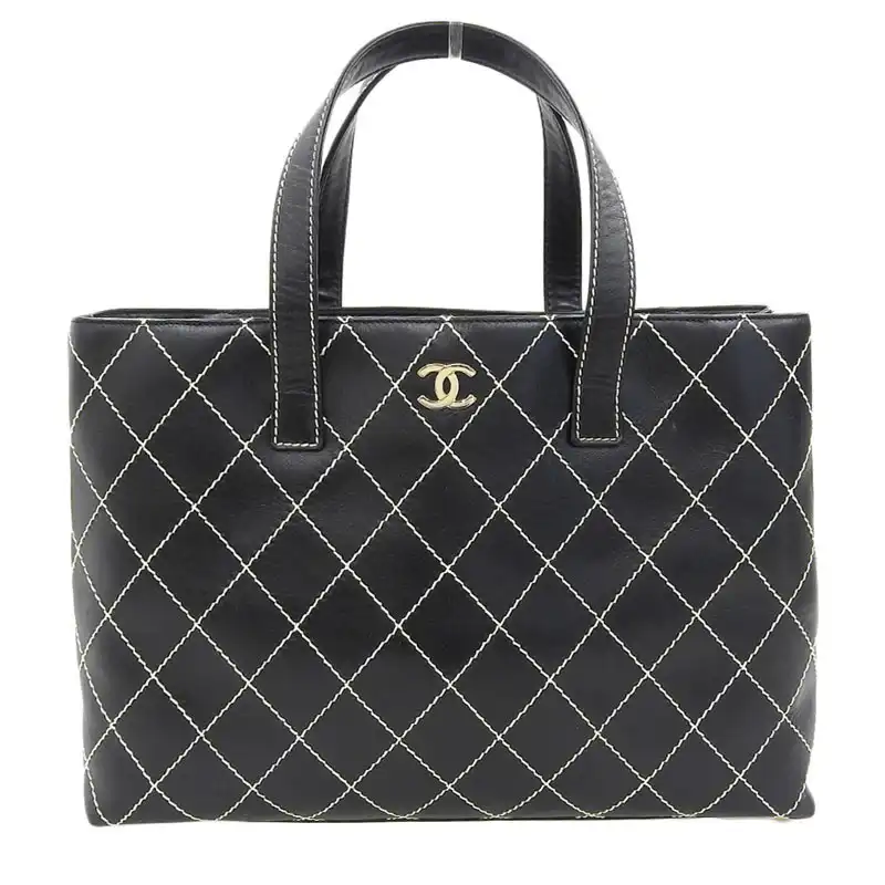 シャネル CHANEL ワイルドステッチ トートバッグ レザー ブラック 中古 CH0981