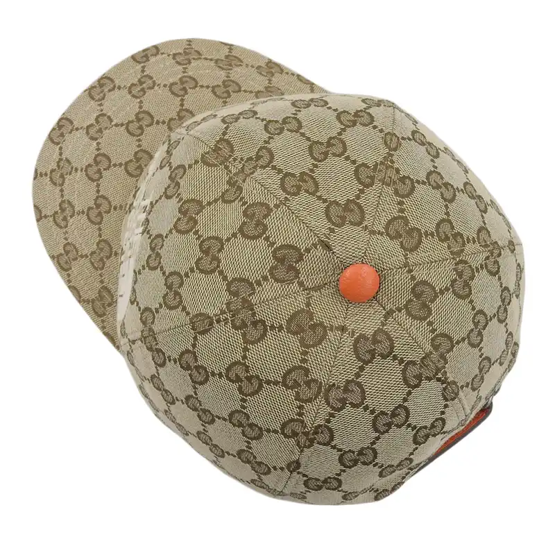 http://グッチ%20GUCCI%20帽子%20ベースボールキャップ%20GGキャンバス%20ベージュ%20オレンジ%20ノースフェイスコラボ%20#M%20672155%20美品%20GU0609