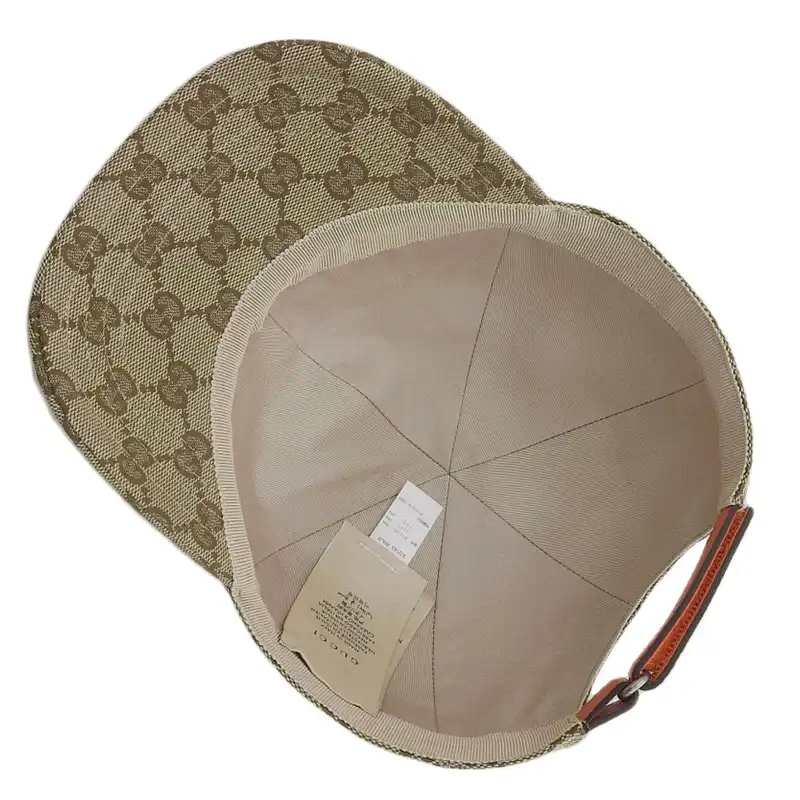 http://グッチ%20GUCCI%20帽子%20ベースボールキャップ%20GGキャンバス%20ベージュ%20オレンジ%20ノースフェイスコラボ%20#M%20672155%20美品%20GU0609