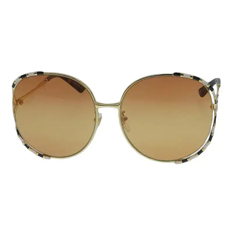 グッチ GUCCI サングラス ラウンド ゴールド&ブラウン GG0595S 中古 GU0613