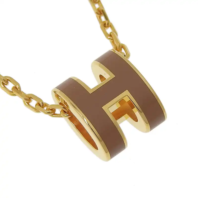 http://エルメス%20HERMES%20ミニポップアッシュ%20ネックレス%20GP%20ブラウン/ゴールド色%20中古%20HE0980