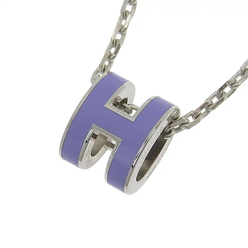 エルメス HERMES ミニポップアッシュ ネックレス ラベンター/シルバー色 中古 HE0983