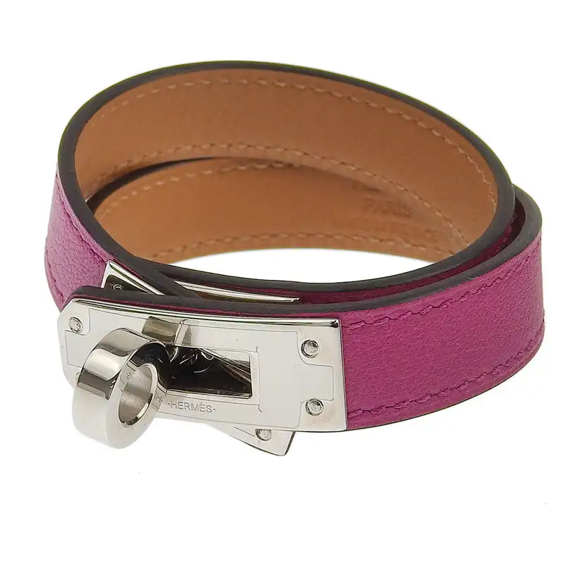 エルメス HERMES ケリー・ドゥブルトゥール ブレスレット スイフト パープル #T2 A刻印 2017年 中古 HE0986