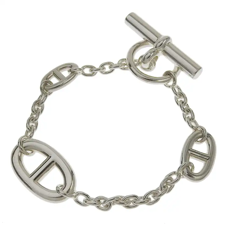 http://エルメス%20HERMES%20シェーヌダンクル%20ファランドール%20ブレスレット%20SV%20中古%20HE0989