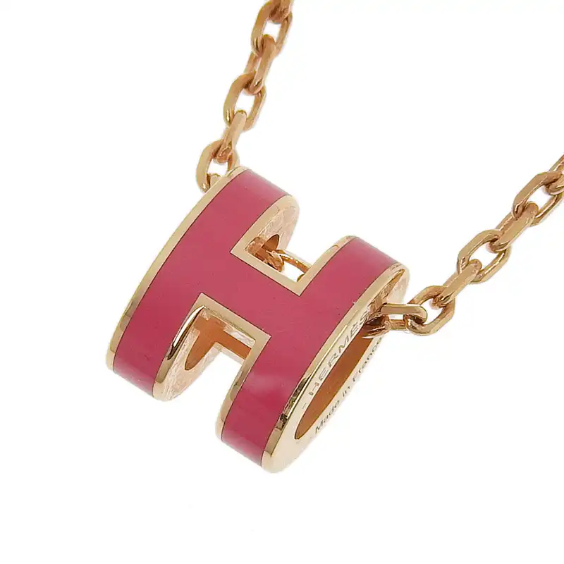エルメス HERMES ミニポップアッシュ ネックレス GP ピンク/ゴールド色 中古 HE0995