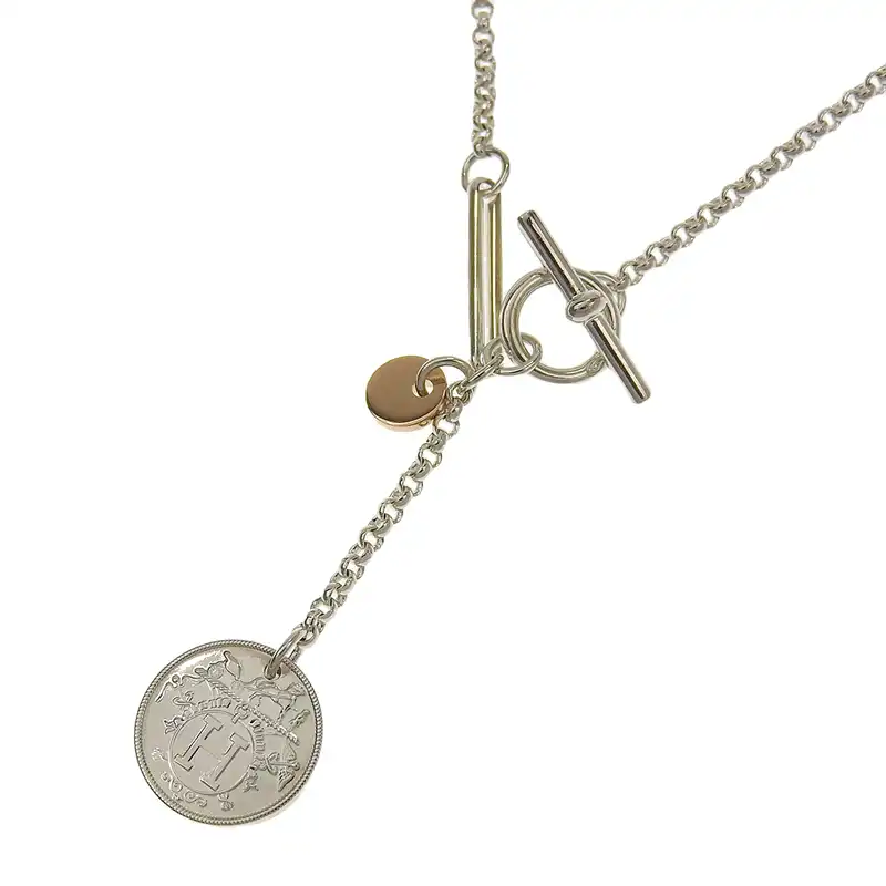 エルメス HERMES エクスリブリスネックレスPM ネックレス SV/K18 中古 HE0998