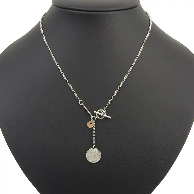 http://エルメス%20HERMES%20エクスリブリスネックレスPM%20ネックレス%20SV/K18%20中古%20HE0998