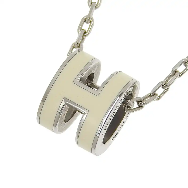 http://エルメス%20HERMES%20ミニポップアッシュ%20ネックレス%20ホワイト/シルバー色%20中古%20HE0999