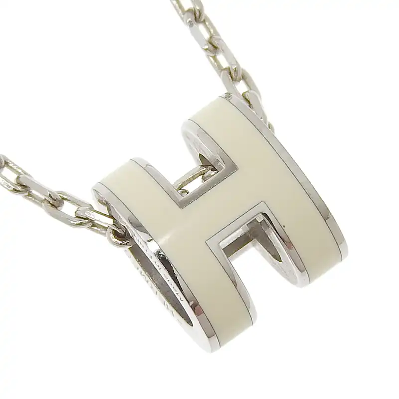 http://エルメス%20HERMES%20ミニポップアッシュ%20ネックレス%20ホワイト/シルバー色%20中古%20HE0999