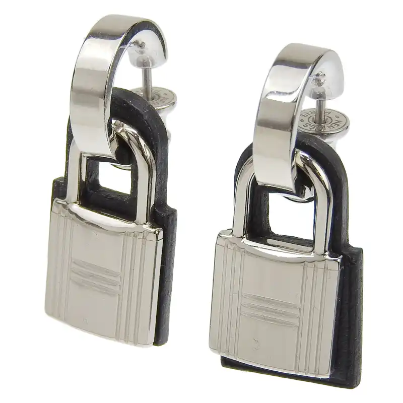 エルメス HERMES オーケリーピアス ブラック/シルバー色 Y刻印 2020年 中古 HE1000