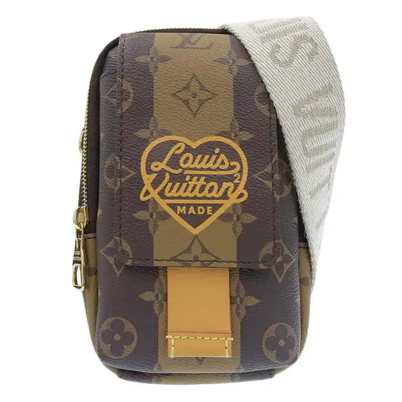 ルイヴィトン LOUIS VUITTON モノグラム ストライプ ダブルフォンポーチ ミニ ショルダーバッグ NIGOコラボ M81005 中古 LV1621