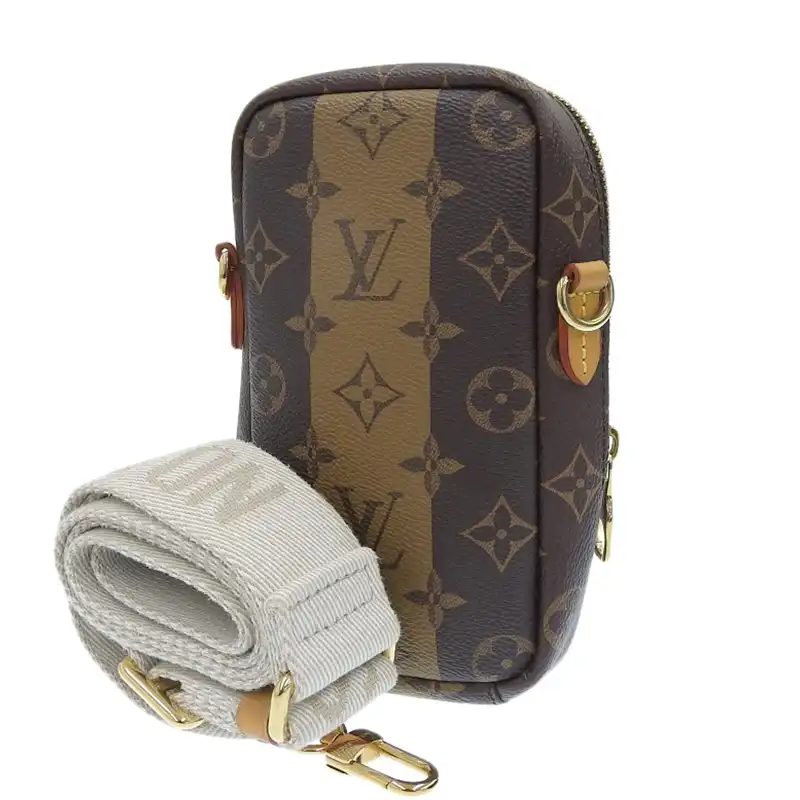 http://ルイヴィトン%20LOUIS%20VUITTON%20モノグラム%20ストライプ%20ダブルフォンポーチ%20ミニ%20ショルダーバッグ%20NIGOコラボ%20M81005%20中古%20LV1621