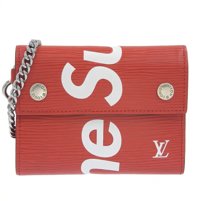 ルイヴィトン LOUIS VUITTON エピ チェーンコンパクトウォレット 三つ折り財布 レッド シュプリームコラボ M67755 中古 LV1631