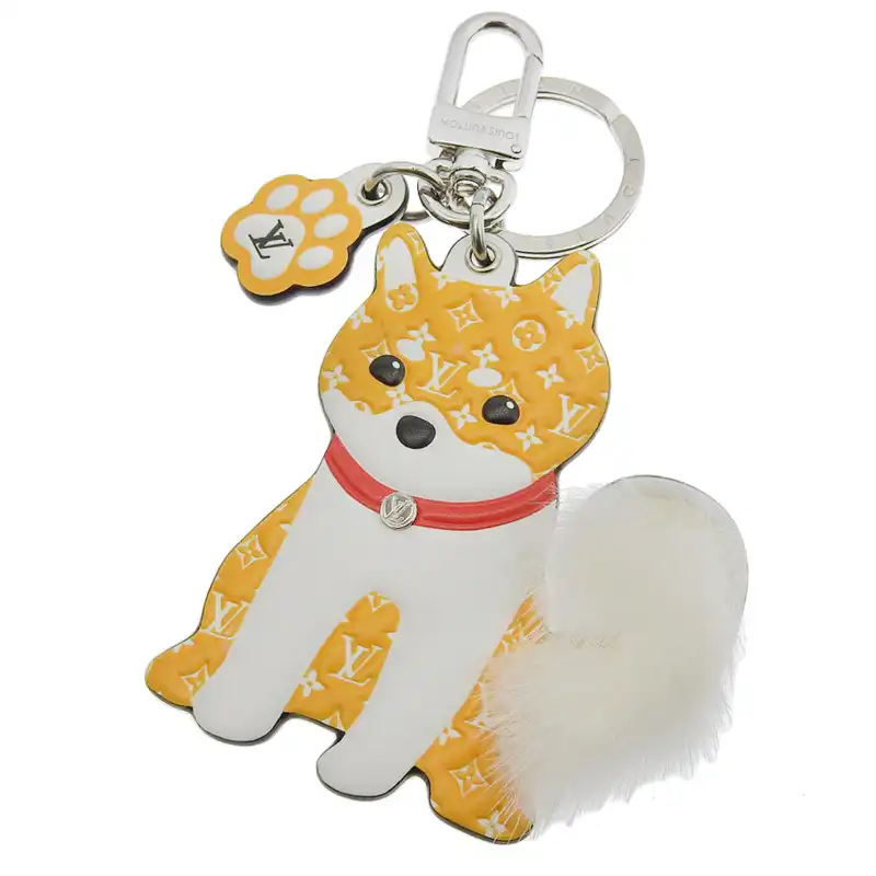 ルイヴィトン LOUIS VUITTON モノグラム ポルトクレ・LVシバ バッグチャーム レザー ミンクファー イエロー M01199 中古 LV1644