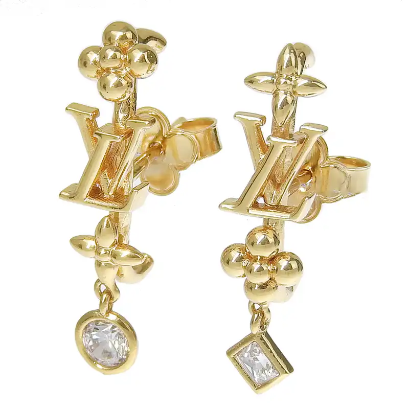 ルイヴィトン LOUIS VUITTON ピアス LVインザスカイ GP ラインストーン ゴールド色 M01257 中古 LV1645