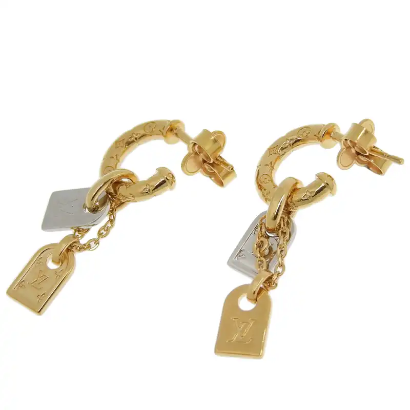 http://ルイヴィトン%20LOUIS%20VUITTON%20ブックルドレイユ%20ナノグラム%20プラネット%20ピアス%20GP%20ゴールド色%20シルバー色%20M00607%20中古%20LV1661