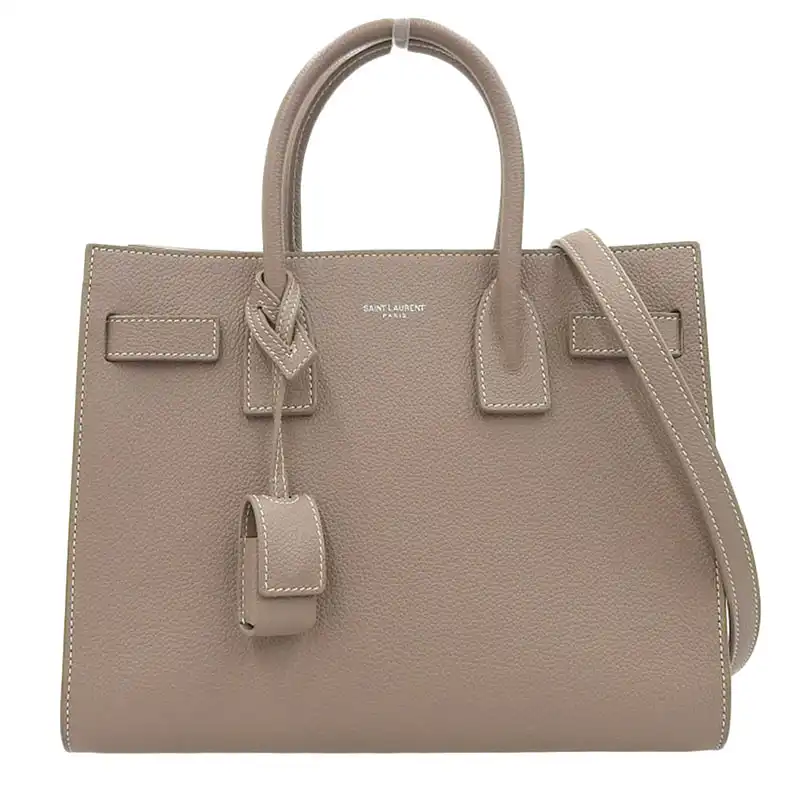 サンローラン SAINT LAURENT サックドジュール ベイビー ハンドバッグ ショルダーバッグ レザー グレージュ 421863B681 中古 OB2158