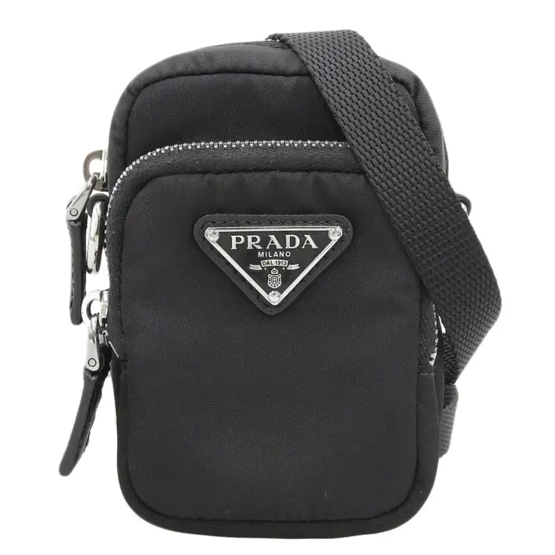 プラダ PRADA ショルダーバッグ ミニショルダー ナイロン/レザー ブラック 2ZT025 中古 OB2242