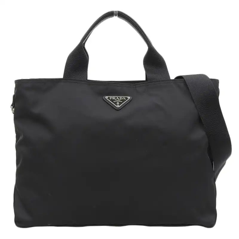 プラダ PRADA 2WAYバッグ ハンドバッグ ショルダーバッグ ナイロン/レザー ブラック 1BG867 中古 OB2245