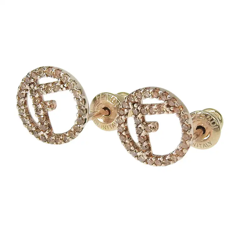 http://フェンディ%20FENDI%20エフイズ%20フェンディ%20ピアス%20GP%20ラインストーン%20ピンクゴールド色%20中古%20OBJ0289