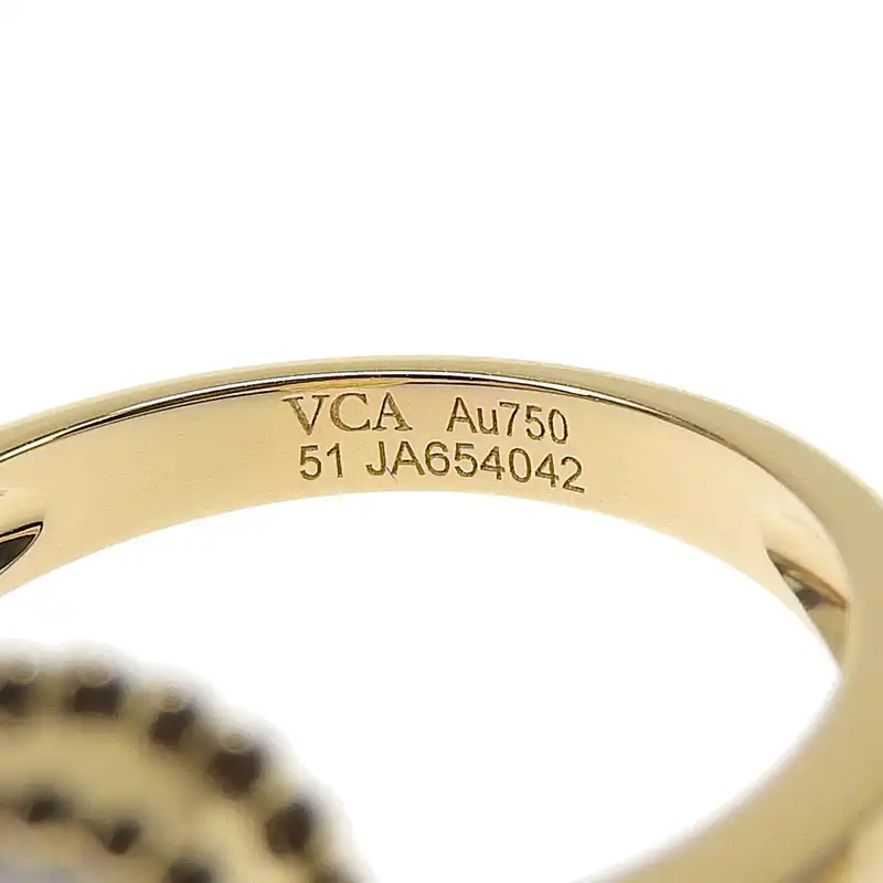 http://ヴァンクリーフ＆アーペル%20Van%20Cleef%20&%20Arpels%20ヴィンテージアルハンブラ%20リング%20シェル%20ダイヤモンド%20K18%20#51%20中古%20OBJ0292