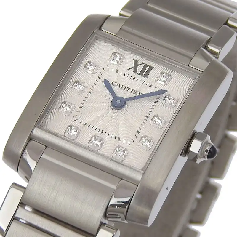 http://カルティエ%20CARTIER%20タンクフランセーズSM%20レディース%20クォーツ%20腕時計%2011Pダイヤモンド%20SS%20シルバー文字盤%20WE110006%20中古%20CA0465