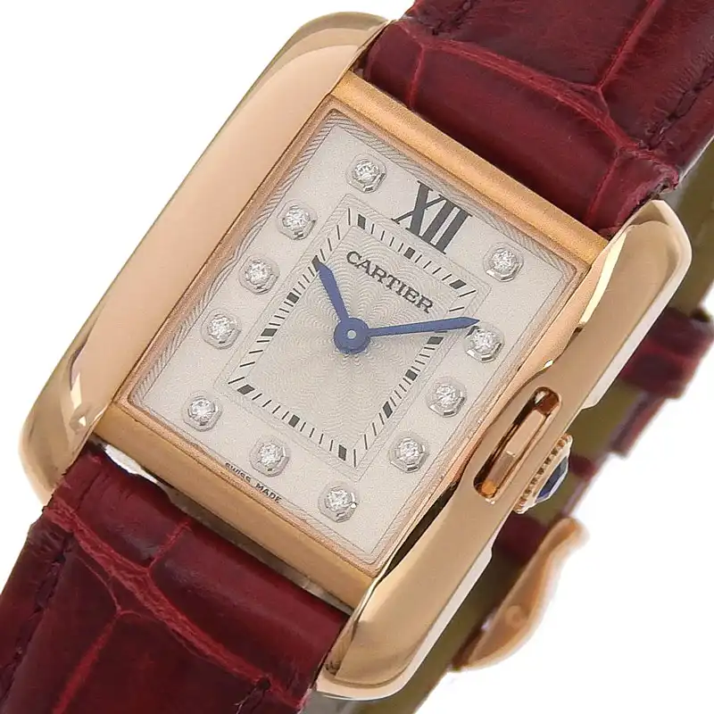 http://カルティエ%20CARTIER%20タンクアングレーズSM%20レディース%20クォーツ%20シルバー文字盤%2011Pダイヤモンド%20PG/革%20WJTA0007%20中古%20CA0471
