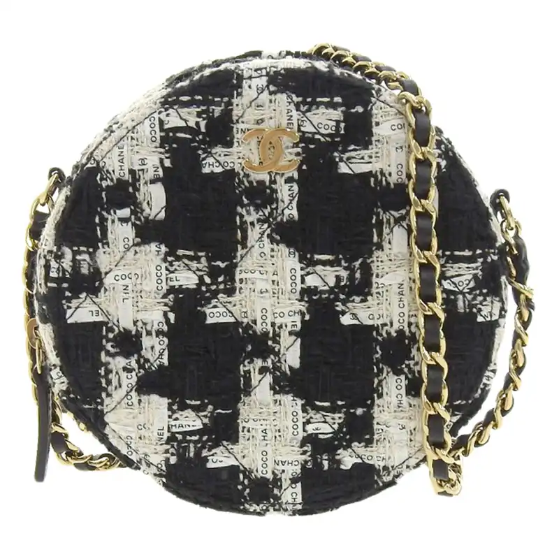 シャネル CHANEL マトラッセ ショルダーバッグ チェーンショルダー ツイード ホワイト ブラック 29番台 中古 CH0982