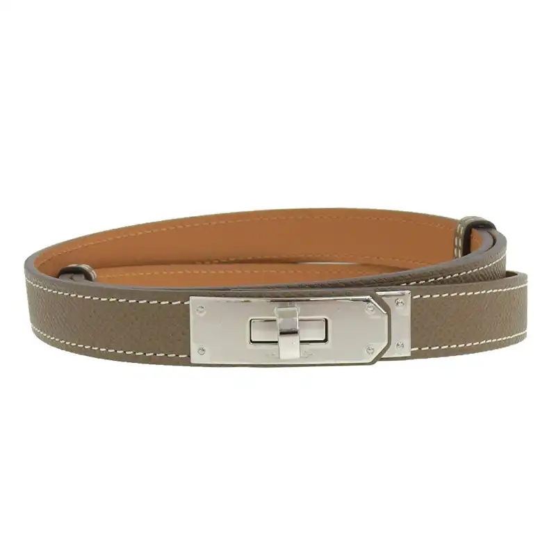エルメス HERMES ケリーベルト エプソン エトゥープ シルバー金具 W刻印 2024年 美品 HE1005