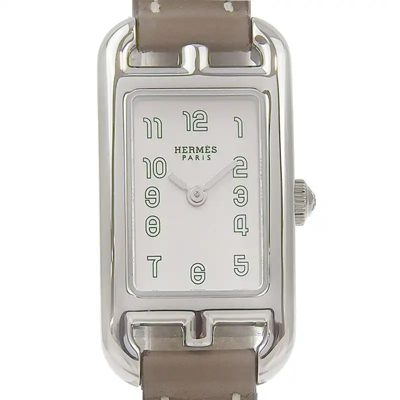 エルメス HERMES ナンタケットPM レディース クォーツ 腕時計 SS/革 ホワイト文字盤 U刻印 2022年 NA2.110 中古 HE1010