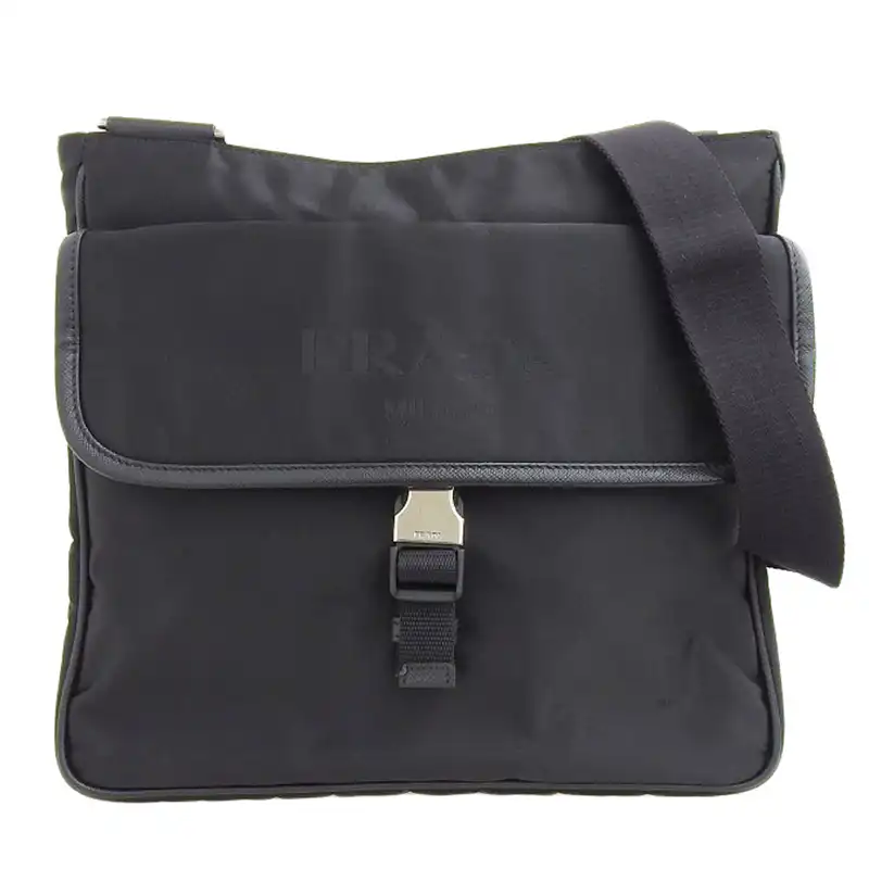 プラダ PRADA ショルダーバッグ 斜め掛けショルダー ナイロン/レザー ブラック 2VH269 中古 OB2247