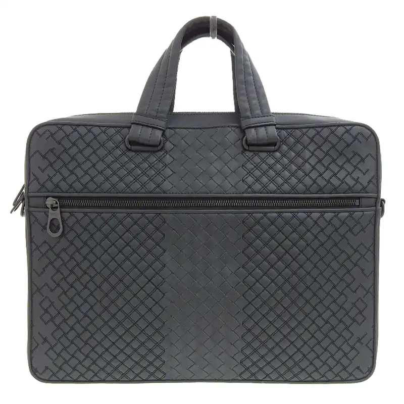 http://ボッテガヴェネタ%20BOTTEGA%20VENETA%20イントレチャート%20ブリーフケース%20ビジネスバッグ%20レザー%20グレー%20中古%20OB2248