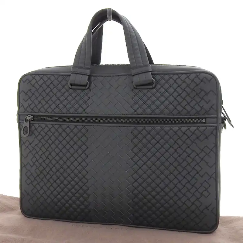 http://ボッテガヴェネタ%20BOTTEGA%20VENETA%20イントレチャート%20ブリーフケース%20ビジネスバッグ%20レザー%20グレー%20中古%20OB2248