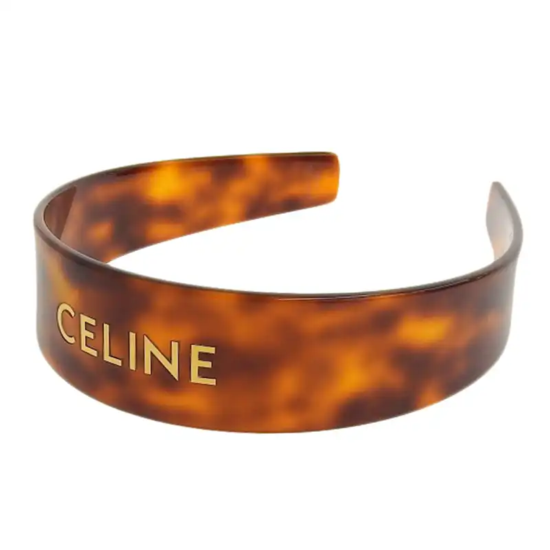 セリーヌ CELINE ロゴ カチューシャ ヘアアクセサリー ブラウン 中古 OBB0580
