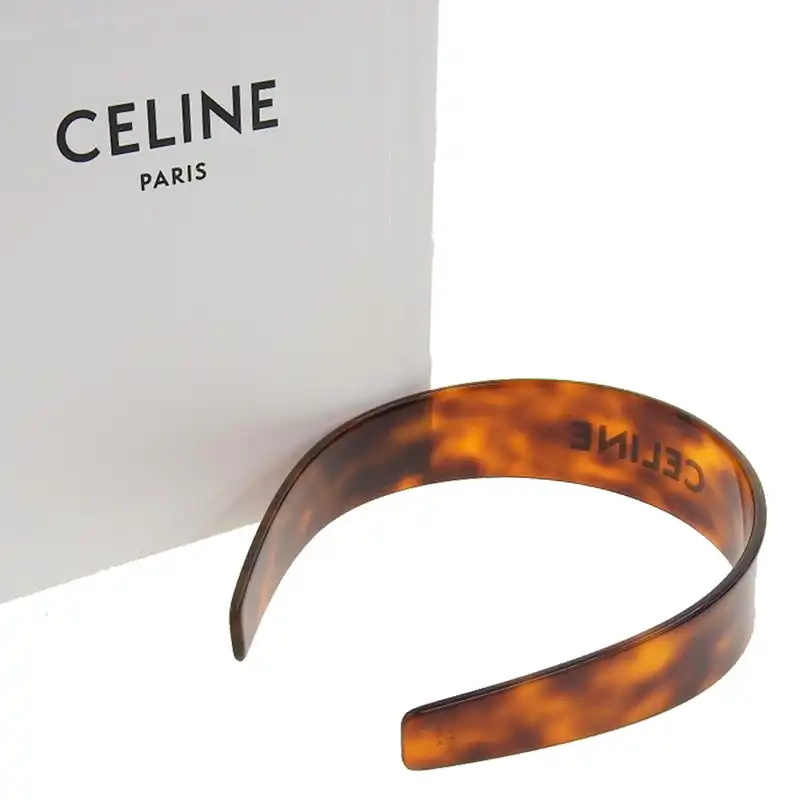 http://セリーヌ%20CELINE%20ロゴ%20カチューシャ%20ヘアアクセサリー%20ブラウン%20中古%20OBB0580