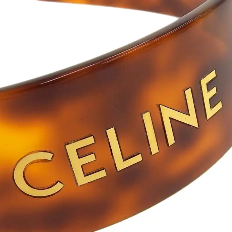 http://セリーヌ%20CELINE%20ロゴ%20カチューシャ%20ヘアアクセサリー%20ブラウン%20中古%20OBB0580