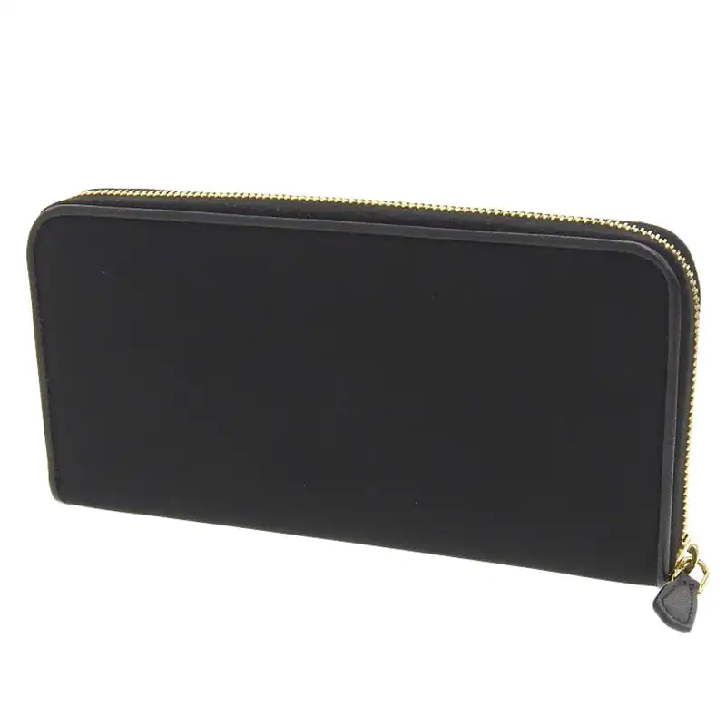 http://プラダ%20PRADA%20ラウンドファスナー%20長財布%20ナイロン/レザー%20ブラック%20中古%20OBB0581