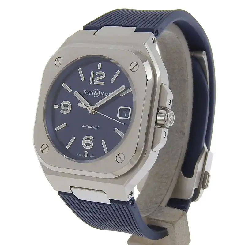 http://ベル＆ロス%20Bell%20&%20Ross%20BR05%20メンズ%20自動巻き%20腕時計%20SS/ラバー%20ブルー文字盤%20BR05A-BLU-ST/SRB%20中古%20OW0443